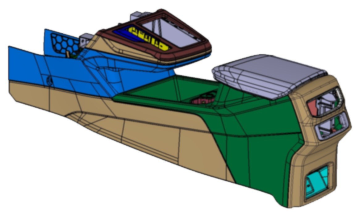 Centre console design by Sphinx's product design team